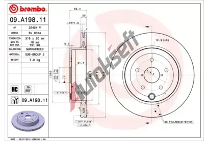 BREMBO Brzdov kotou COATED DISC LINE - 316 mm BRE 09.A198.11, 09.A198.11
