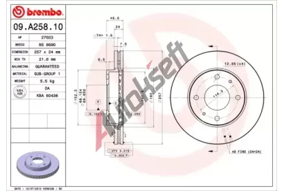 BREMBO Brzdov kotou - 257 mm BRE 09.A258.10, 09.A258.10