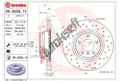 BREMBO Brzdov kotou XTRA LINE - 330 mm BRE 09.A259.1X, 09.A259.1X