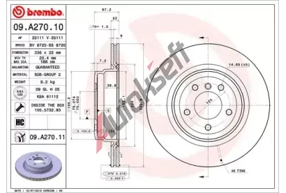 BREMBO Brzdov kotou COATED DISC LINE - 336 mm BRE 09.A270.11, 09.A270.11