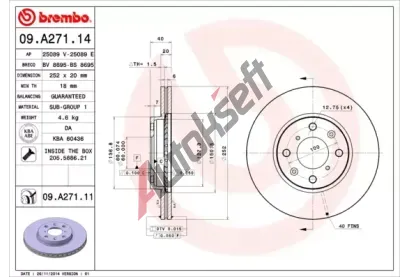 BREMBO Brzdov kotou COATED DISC LINE - 252 mm BRE 09.A271.11, 09.A271.11