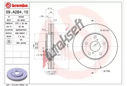 BREMBO Brzdový kotouč - 275 mm BRE 09.A284.10, 09.A284.10  BREMBO Brzdový kotouč - 275 mm BRE 09.A284.10, 09.A284.10