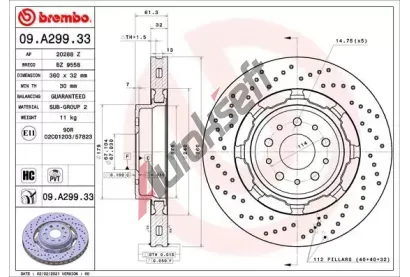 BREMBO Brzdov kotou TWO-PIECE DISCS LINE - 360 mm BRE 09.A299.33, 09.A299.33