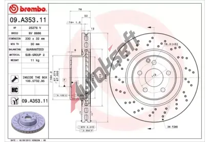 BREMBO Brzdov kotou COATED DISC LINE - 330 mm BRE 09.A353.11, 09.A353.11