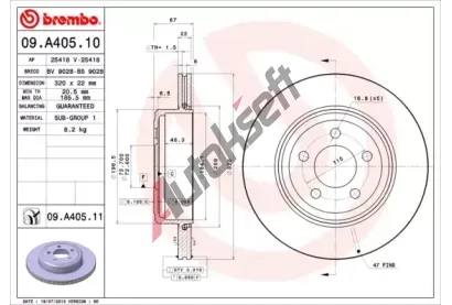 BREMBO Brzdov kotou COATED DISC LINE - 320 mm BRE 09.A405.11, 09.A405.11