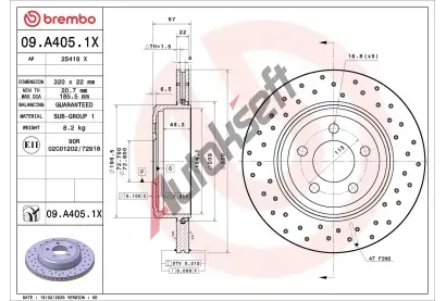 BREMBO Brzdový kotouč XTRA LINE - Xtra BRE 09.A405.1X, 09.A405.1X BREMBO Brzdový kotouč XTRA LINE - Xtra BRE 09.A405.1X, 09.A405.1X