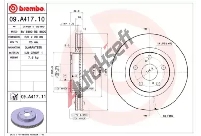 BREMBO Brzdov kotou COATED DISC LINE - 296 mm BRE 09.A417.11, 09.A417.11