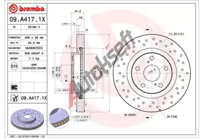 BREMBO Brzdov kotou XTRA LINE - 296 mm BRE 09.A417.1X, 09.A417.1X