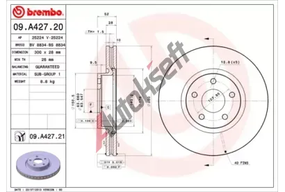 BREMBO Brzdov kotou COATED DISC LINE - 300 mm BRE 09.A427.21, 09.A427.21