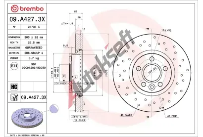 BREMBO Brzdov� kotou� XTRA LINE - Xtra BRE 09.A427.3X, 09.A427.3X