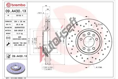BREMBO Brzdov kotou XTRA LINE - 304 mm BRE 09.A430.1X, 09.A430.1X
