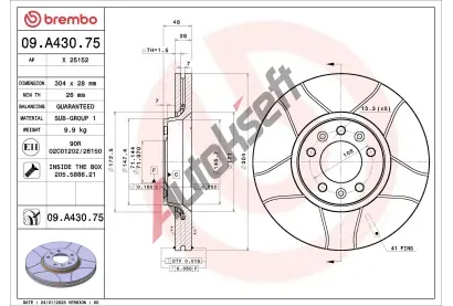 BREMBO Brzdov kotou XTRA LINE - Max - 304 mm BRE 09.A430.75, 09.A430.75