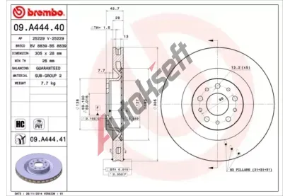 BREMBO Brzdov kotou COATED DISC LINE - 305 mm BRE 09.A444.41, 09.A444.41