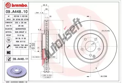 BREMBO Brzdov kotou COATED DISC LINE - 330 mm BRE 09.A448.11, 09.A448.11