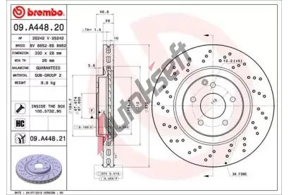 BREMBO Brzdov kotou COATED DISC LINE - 330 mm BRE 09.A448.21, 09.A448.21