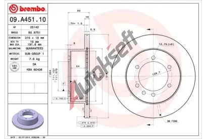 BREMBO Brzdov kotou - 316 mm BRE 09.A451.10, 09.A451.10