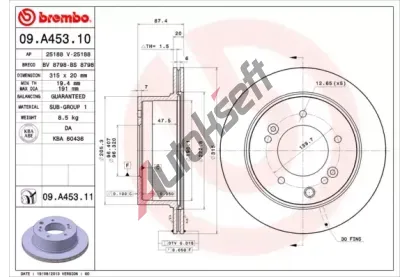 BREMBO Brzdov kotou COATED DISC LINE - 315 mm BRE 09.A453.11, 09.A453.11