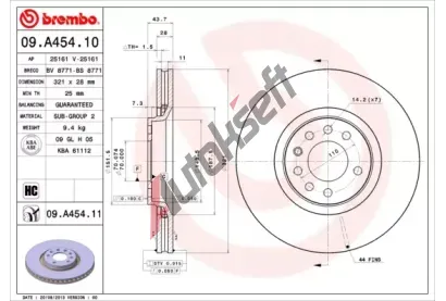 BREMBO Brzdov kotou - 321 mm BRE 09.A454.11, 09.A454.11