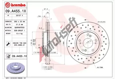 BREMBO Brzdov kotou XTRA LINE - 282 mm BRE 09.A455.1X, 09.A455.1X