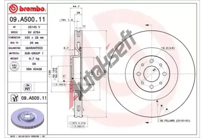 BREMBO Brzdov kotou COATED DISC LINE - 330 mm BRE 09.A500.11, 09.A500.11