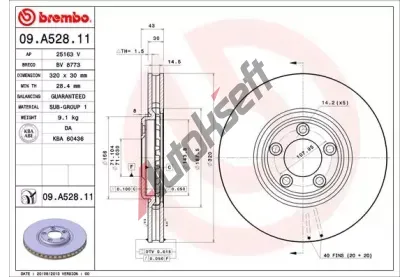 BREMBO Brzdov kotou COATED DISC LINE - 320 mm BRE 09.A528.11, 09.A528.11