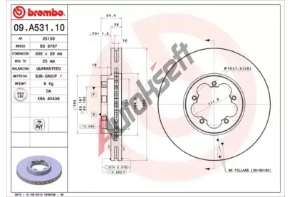 BREMBO Brzdov kotou - 300 mm BRE 09.A531.10, 09.A531.10