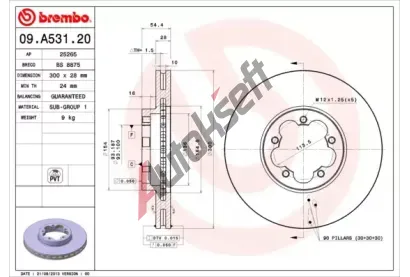 BREMBO Brzdov kotou - 300 mm BRE 09.A531.20, 09.A531.20