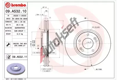 BREMBO Brzdov kotou COATED DISC LINE - 300 mm BRE 09.A532.11, 09.A532.11