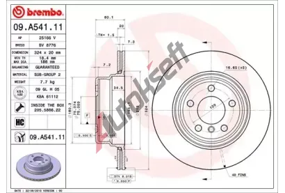 BREMBO Brzdov kotou COATED DISC LINE - 324 mm BRE 09.A541.11, 09.A541.11