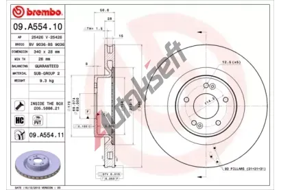 BREMBO Brzdov kotou COATED DISC LINE - 340 mm BRE 09.A554.11, 09.A554.11