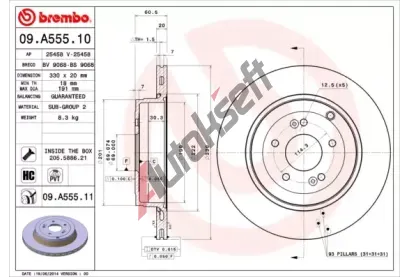 BREMBO Brzdov kotou COATED DISC LINE - 330 mm BRE 09.A555.11, 09.A555.11