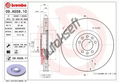 BREMBO Brzdov kotou COATED DISC LINE - 340 mm BRE 09.A558.11, 09.A558.11