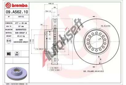 BREMBO Brzdov kotou - 377 mm BRE 09.A562.10, 09.A562.10