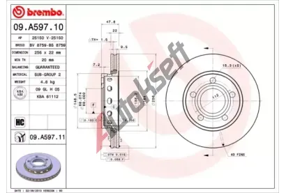 BREMBO Brzdov kotou COATED DISC LINE - 256 mm BRE 09.A597.11, 09.A597.11