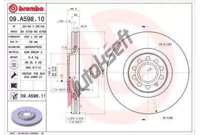 BREMBO Brzdov kotou COATED DISC LINE - 320 mm BRE 09.A598.11, 09.A598.11