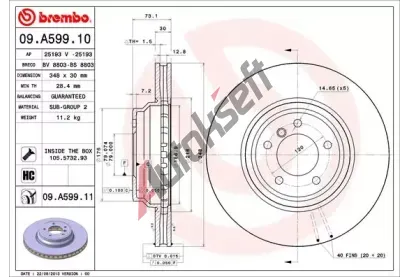 BREMBO Brzdov kotou COATED DISC LINE - 348 mm BRE 09.A599.11, 09.A599.11