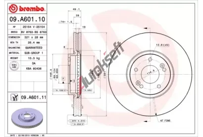 BREMBO Brzdový kotouč - 321 mm BRE 09.A601.10, 09.A601.10 BREMBO Brzdový kotouč - 321 mm BRE 09.A601.10, 09.A601.10