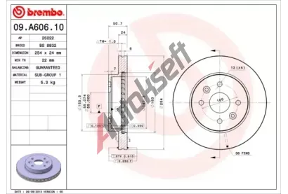 BREMBO Brzdov kotou - 254 mm BRE 09.A606.10, 09.A606.10