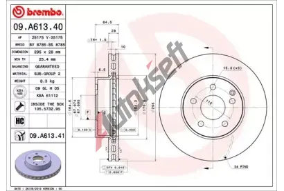 BREMBO Brzdov kotou COATED DISC LINE - 295 mm BRE 09.A613.41, 09.A613.41