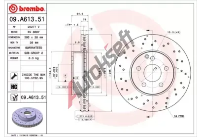 BREMBO Brzdov kotou COATED DISC LINE - 295 mm BRE 09.A613.51, 09.A613.51