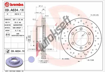 BREMBO Brzdov kotou XTRA LINE - 297 mm BRE 09.A634.1X, 09.A634.1X