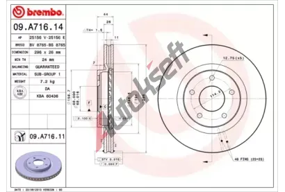 BREMBO Brzdov kotou COATED DISC LINE - 296 mm BRE 09.A716.11, 09.A716.11