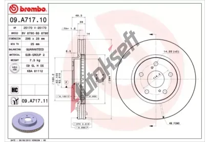 BREMBO Brzdov kotou COATED DISC LINE - 296 mm BRE 09.A717.11, 09.A717.11