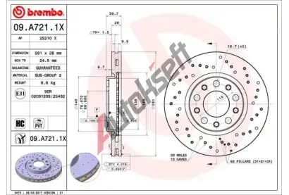 BREMBO Brzdov kotou XTRA LINE - 281 mm BRE 09.A721.1X, 09.A721.1X