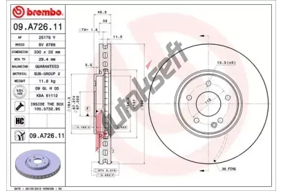 BREMBO Brzdov kotou COATED DISC LINE - 330 mm BRE 09.A726.11, 09.A726.11
