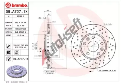 BREMBO Brzdov kotou XTRA LINE - 280 mm BRE 09.A727.1X, 09.A727.1X