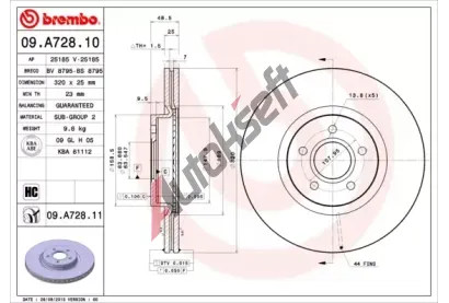 BREMBO Brzdov kotou COATED DISC LINE - 320 mm BRE 09.A728.11, 09.A728.11