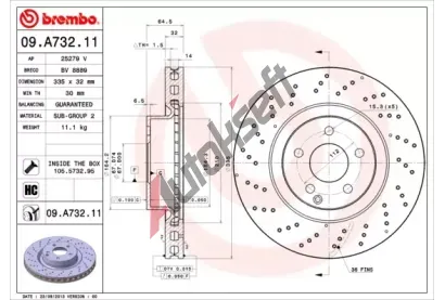 BREMBO Brzdov kotou COATED DISC LINE - 335 mm BRE 09.A732.11, 09.A732.11