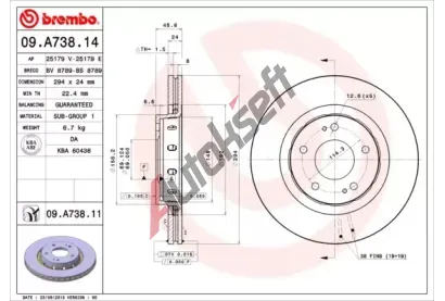 BREMBO Brzdov kotou COATED DISC LINE - 294 mm BRE 09.A738.11, 09.A738.11