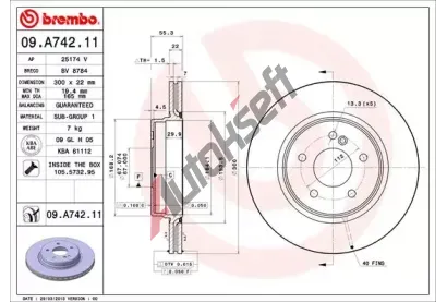 BREMBO Brzdov kotou COATED DISC LINE - 300 mm BRE 09.A742.11, 09.A742.11